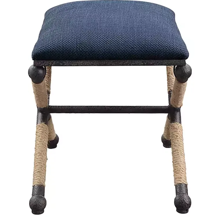 Kirklands Home Navy Seat and Black Metal Ottoman Blue New