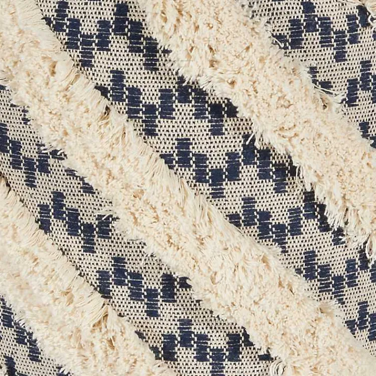 Poufs & Floor Cushions>Kirklands Home Navy Shag Tufted Diagonal Twist Pouf