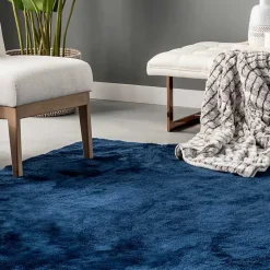 Kirklands Home Navy Shag Washable Area Rug, 5x8 Blue Discount