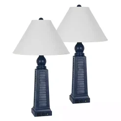 Kirklands Home Navy Shutter Charging Table Lamps, Set of 2 White Discount