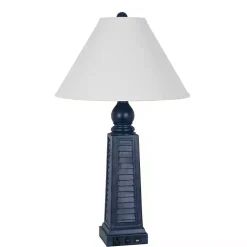 Kirklands Home Navy Shutter Charging Table Lamps, Set of 2 White Discount