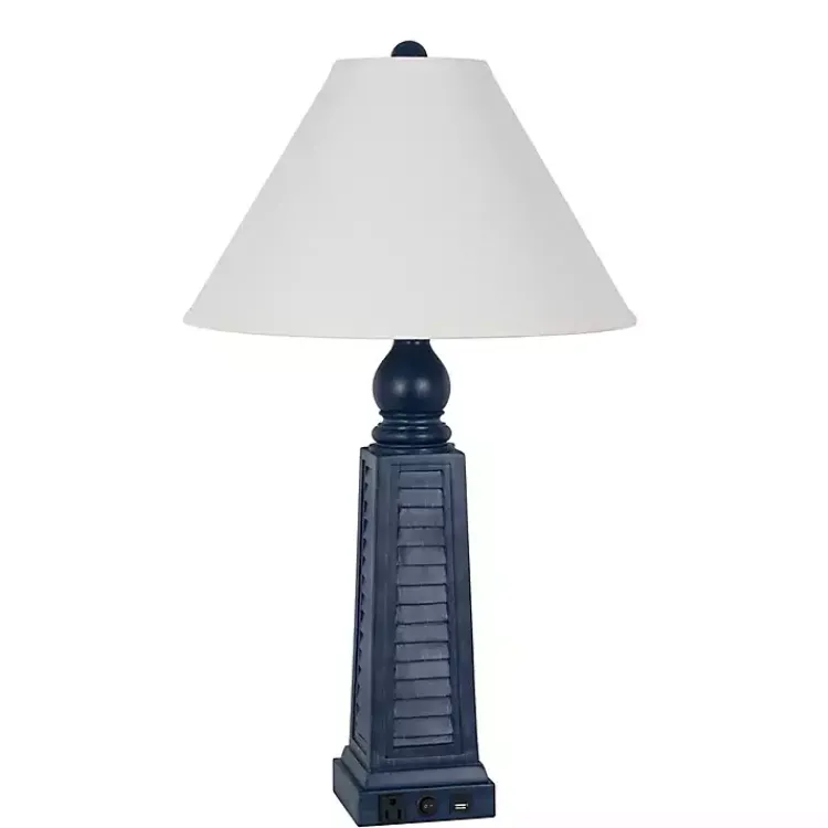 Kirklands Home Navy Shutter Charging Table Lamps, Set of 2 White Discount