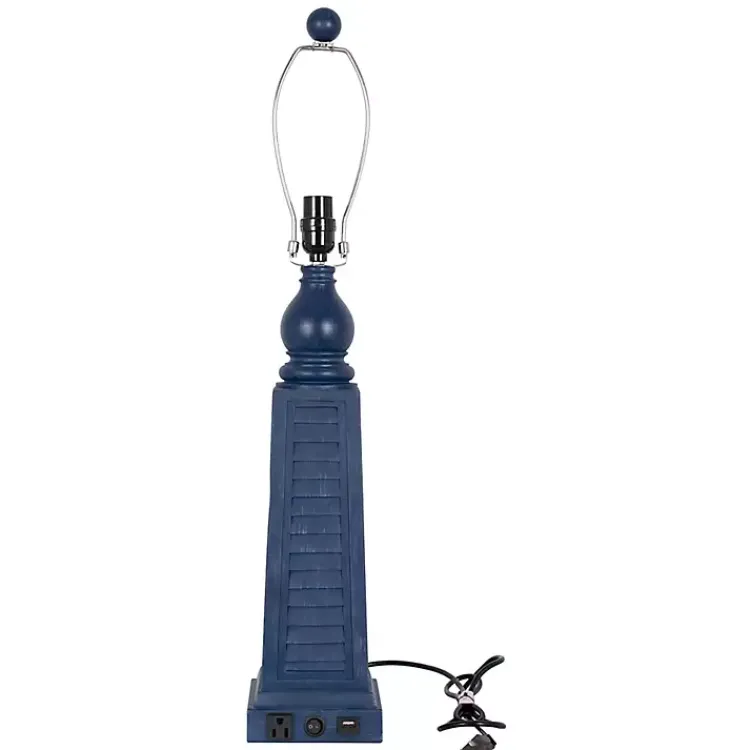 Kirklands Home Navy Shutter Charging Table Lamps, Set of 2 White Discount