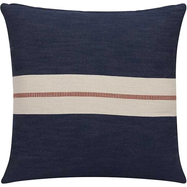 Pillows>Kirklands Home Navy Single Stripe Pillow Blue