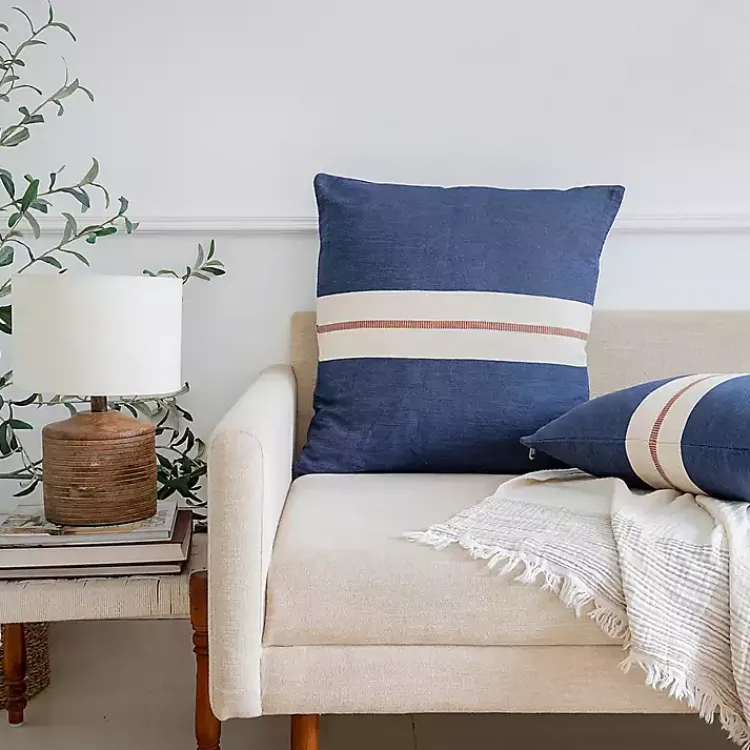 Pillows>Kirklands Home Navy Single Stripe Pillow Blue