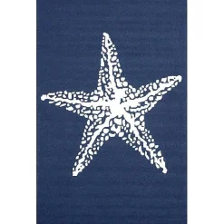 Kirklands Home Navy Starfish Hooked Indoor/Outdoor Area Rug, 7x9 Clearance