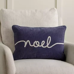 Pillows>Kirklands Home Navy Stitched Noel Lumbar Pillow