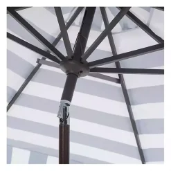 Kirklands Home Navy Stripe Auto Tilt 9 ft. Outdoor Umbrella Blue New