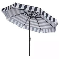 Kirklands Home Navy Stripe Auto Tilt 9 ft. Outdoor Umbrella Blue New