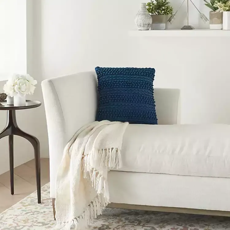 Pillows>Kirklands Home Navy Textured Stripes Pillow Blue