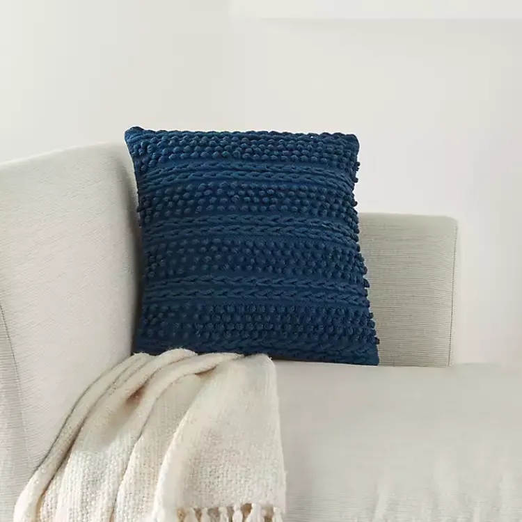 Pillows>Kirklands Home Navy Textured Stripes Pillow Blue