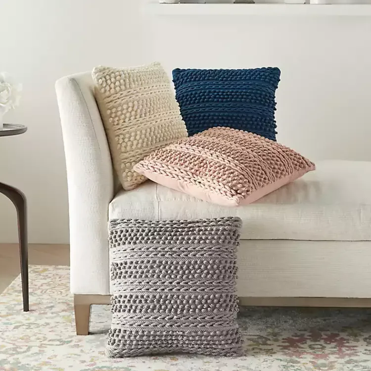Pillows>Kirklands Home Navy Textured Stripes Pillow Blue