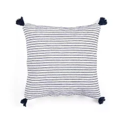 Pillows>Kirklands Home Navy Thin Woven Stripe Tassel Pillow