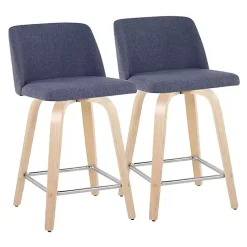 Kirklands Home Navy Torino Upholstered Counter Stools, Set of 2 Blue Clearance