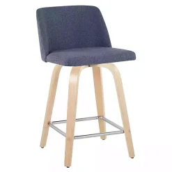 Kirklands Home Navy Torino Upholstered Counter Stools, Set of 2 Blue Clearance