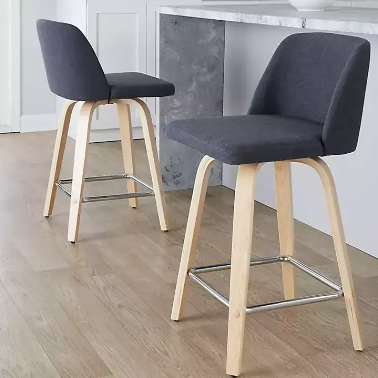 Kirklands Home Navy Torino Upholstered Counter Stools, Set of 2 Blue Clearance