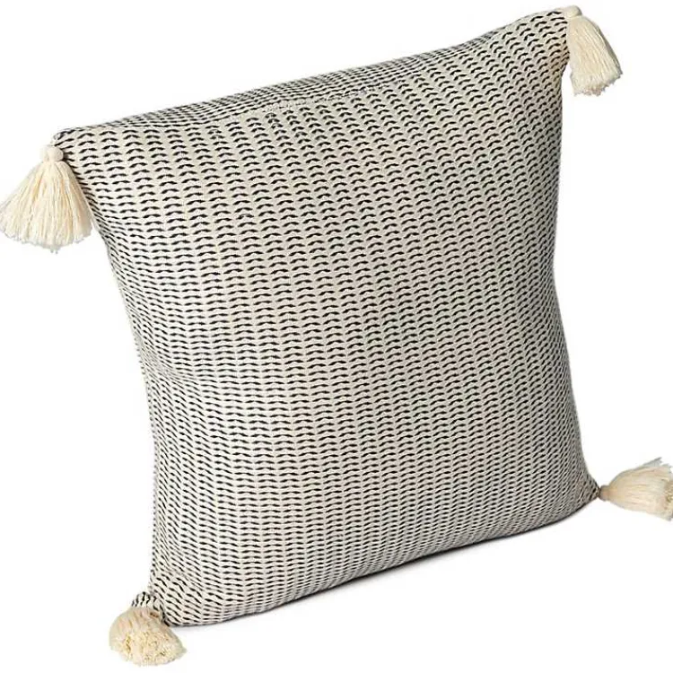 Pillows>Kirklands Home Navy Trapeze Organic Cotton Throw Pillow