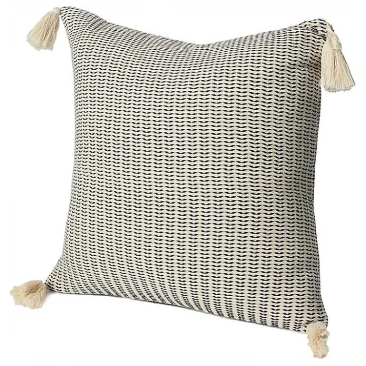 Pillows>Kirklands Home Navy Trapeze Organic Cotton Throw Pillow
