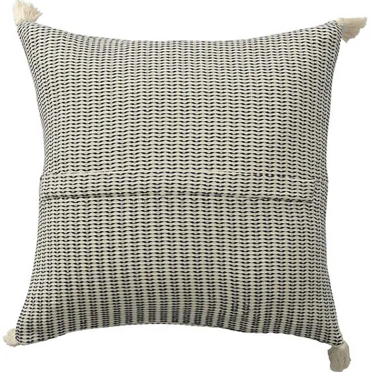 Pillows>Kirklands Home Navy Trapeze Organic Cotton Throw Pillow