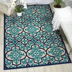 Kirklands Home Navy Trellis Outdoor Area Rug, 7x10 Hot