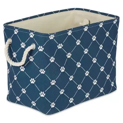 Baskets & Boxes>Kirklands Home Navy Trellis Paw Print Storage Basket, 16 in. Blue