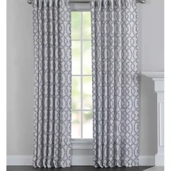 Kirklands Home Navy Trellis Woven Single Curtain Panel, 84 in. Best