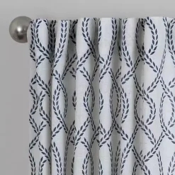 Kirklands Home Navy Trellis Woven Single Curtain Panel, 84 in. Best