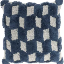 Pillows>Kirklands Home Navy Tufted Diagonal Checkers Throw Pillow Blue