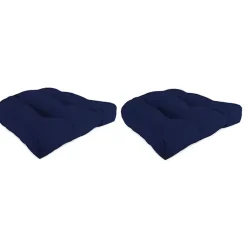 Kirklands Home Navy Tufted Outdoor Chair Cushions, Set of 2 Blue Sale