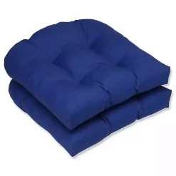 Kirklands Home Navy Tufted Outdoor Wicker Chair Cushion, Set of 2 Blue Online
