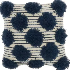 Pillows>Kirklands Home Navy Tufted Pom Poms Throw Pillow