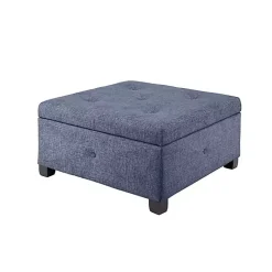 Kirklands Home Navy Tufted Square Storage Ottoman Blue Online