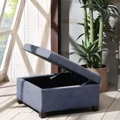 Kirklands Home Navy Tufted Square Storage Ottoman Blue Online