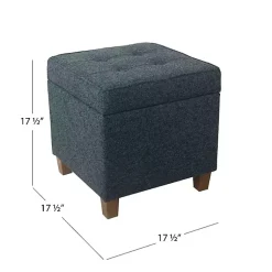 Kirklands Home Navy Tufted Upholstered Storage Ottoman Blue Outlet