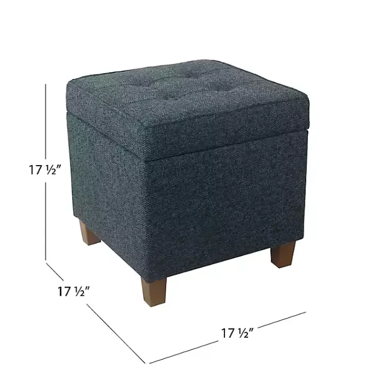Kirklands Home Navy Tufted Upholstered Storage Ottoman Blue Outlet