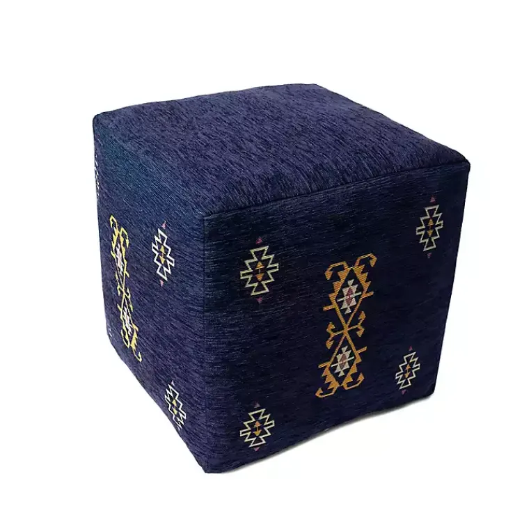 Poufs & Floor Cushions>Kirklands Home Navy Turkish Motifs Ultra-Soft Pouf Blue