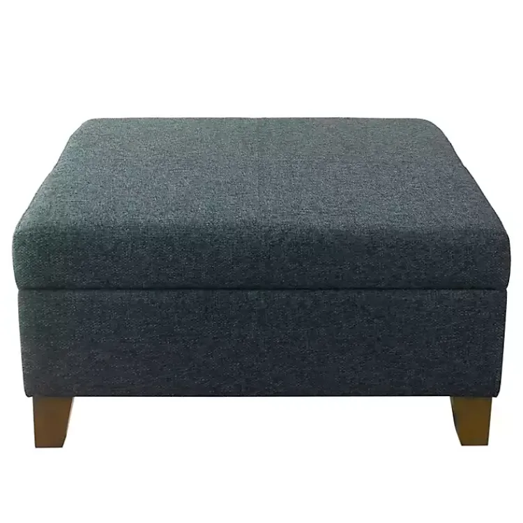 Kirklands Home Navy Upholstered Square Storage Ottoman Blue Sale