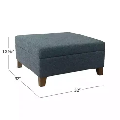 Kirklands Home Navy Upholstered Square Storage Ottoman Blue Sale
