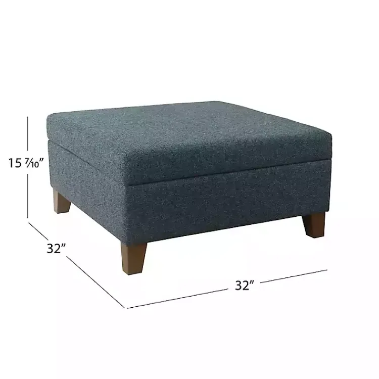 Kirklands Home Navy Upholstered Square Storage Ottoman Blue Sale