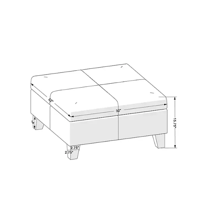 Kirklands Home Navy Upholstered Square Storage Ottoman Blue Sale