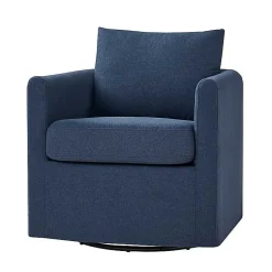 Kirklands Home Navy Upholstered Vasser Slipcover Swivel Chair Blue Outlet