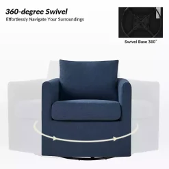 Kirklands Home Navy Upholstered Vasser Slipcover Swivel Chair Blue Outlet