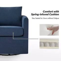 Kirklands Home Navy Upholstered Vasser Slipcover Swivel Chair Blue Outlet