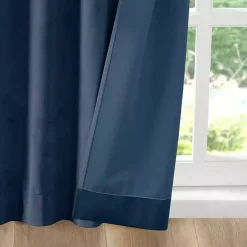 Kirklands Home Navy Velvet Greta Curtain Panel Set, 84 in. Blue Discount