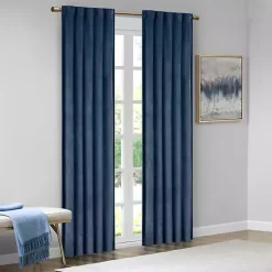 Kirklands Home Navy Velvet Greta Curtain Panel Set, 95 in. Blue Clearance