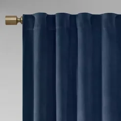 Kirklands Home Navy Velvet Greta Curtain Panel Set, 95 in. Blue Clearance
