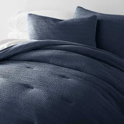 Kirklands Home Navy Waffle Ultra-Soft 3-pc. King Comforter Set Blue New