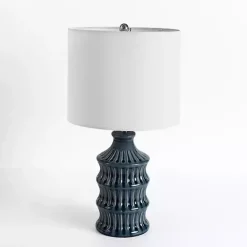 Kirklands Home Navy Wave Glazed Table Lamp White Online