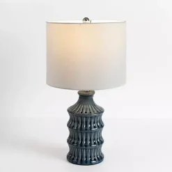 Kirklands Home Navy Wave Glazed Table Lamp White Online