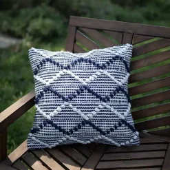 Kirklands Home Navy Waves Outdoor Pillow Clearance